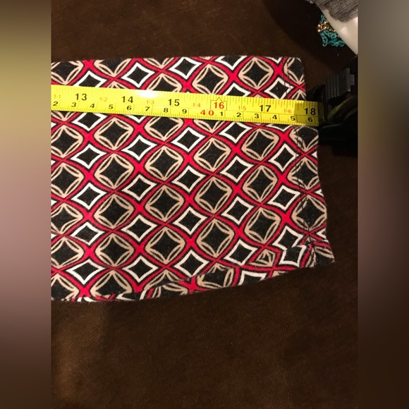 DANA BUCHMAN RED GEOMETRIC PRINT LONG SLEEVE STRETCH TUNIC TOP SHIRT ~Size M - Picture 8 of 9